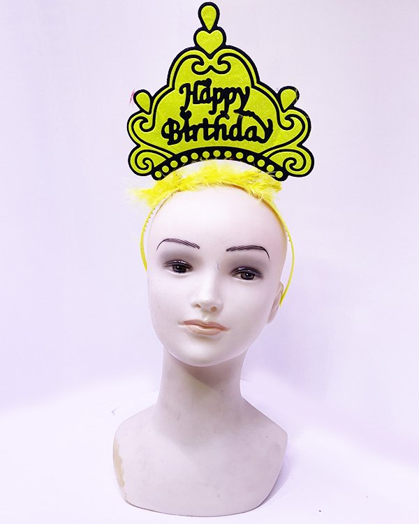 Happy Birthday Neon Sarı Taç