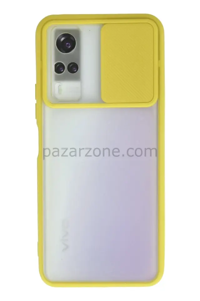 Newface Vivo Y53S Kılıf Palm Buzlu Kamera Sürgülü Silikon - Sarı