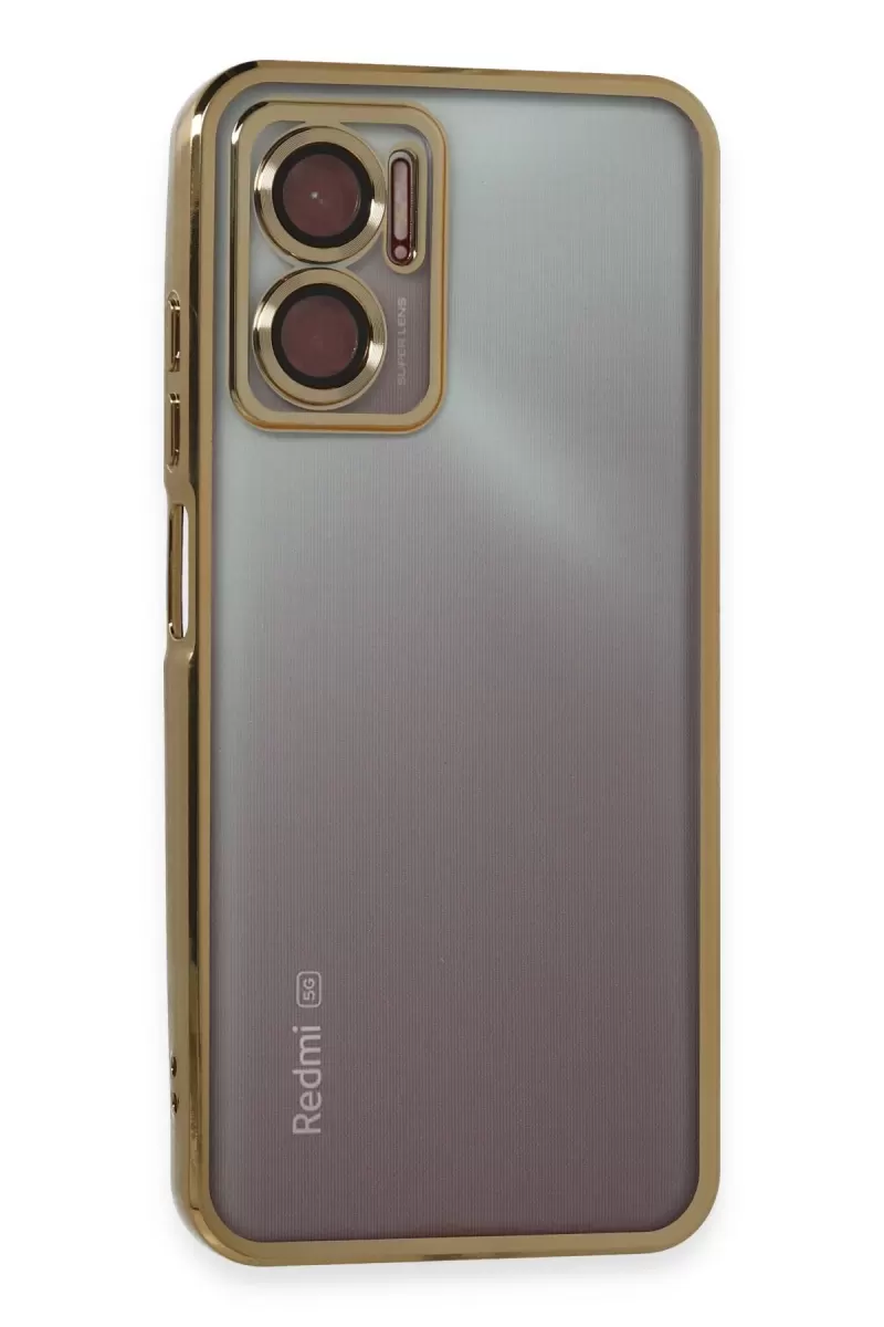 Newface Xiaomi Redmi 10 5G Kılıf Razer Lensli Silikon - Gold