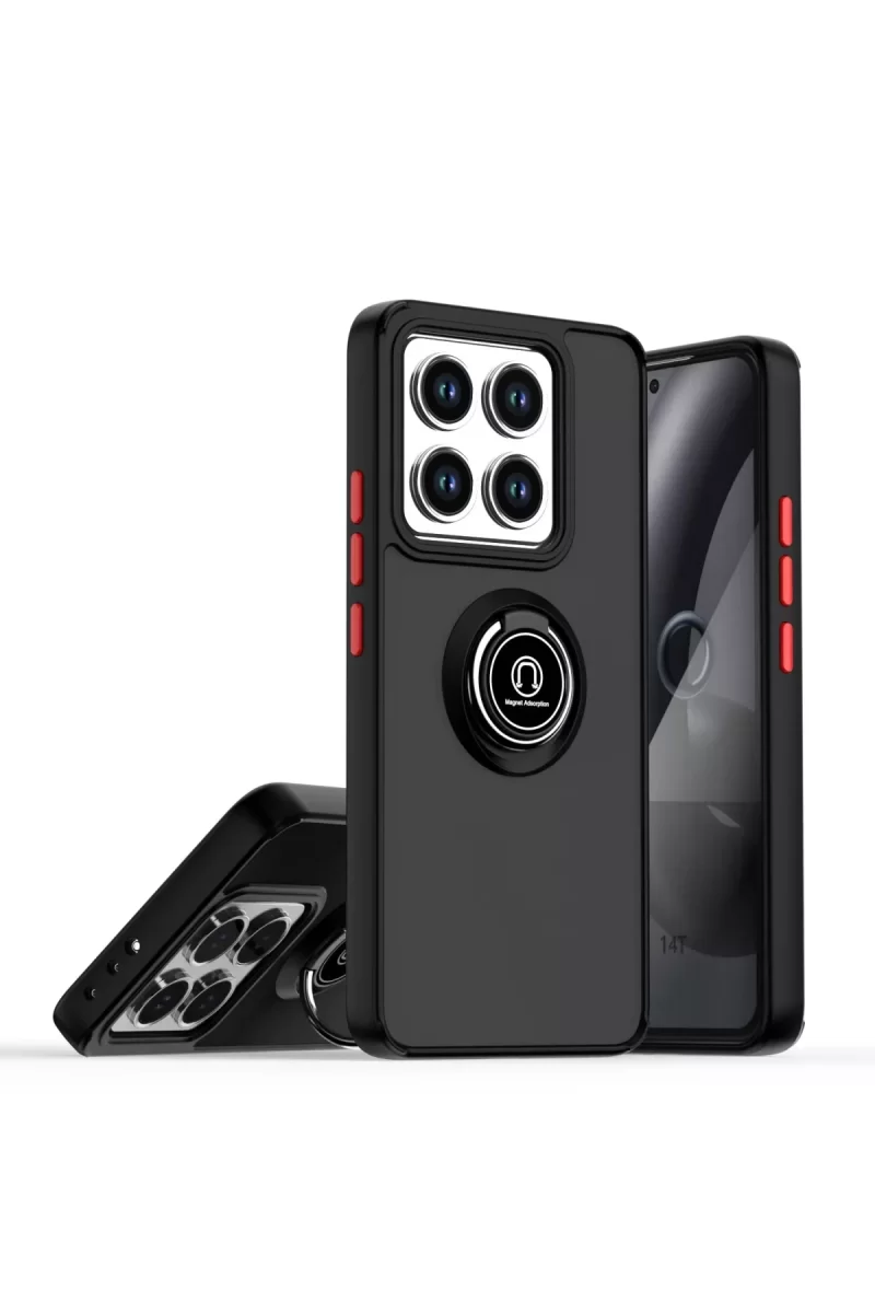 Newface Xiaomi Mi 14T Montreal Yüzüklü Silikon Kapak - Siyah
