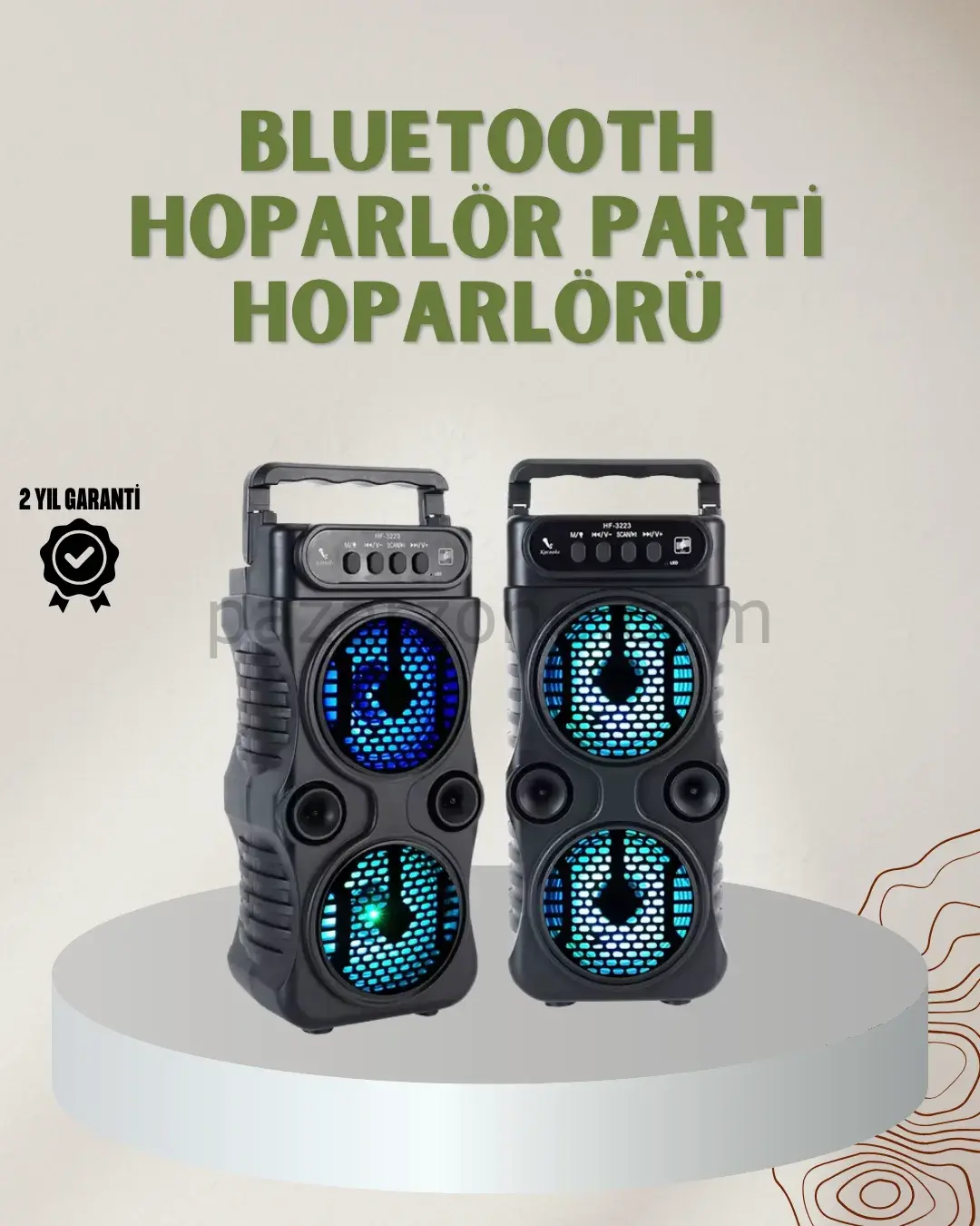 1200 mAh Şarjlı LED Işıklı Bluetooth Hoparlör – FM Radyolu, Hafıza Kart Destekli
