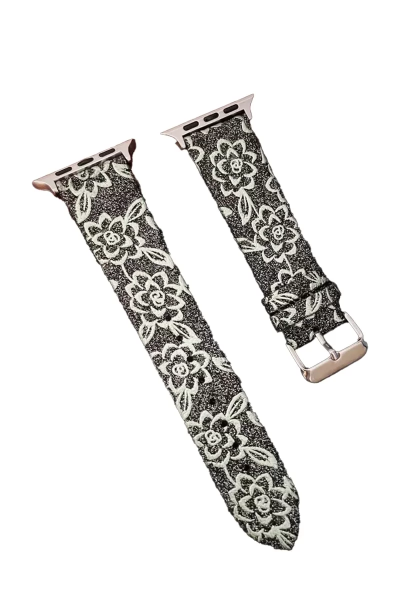 Newface Apple Watch 42mm Creeper Desenli Kordon - Siyah