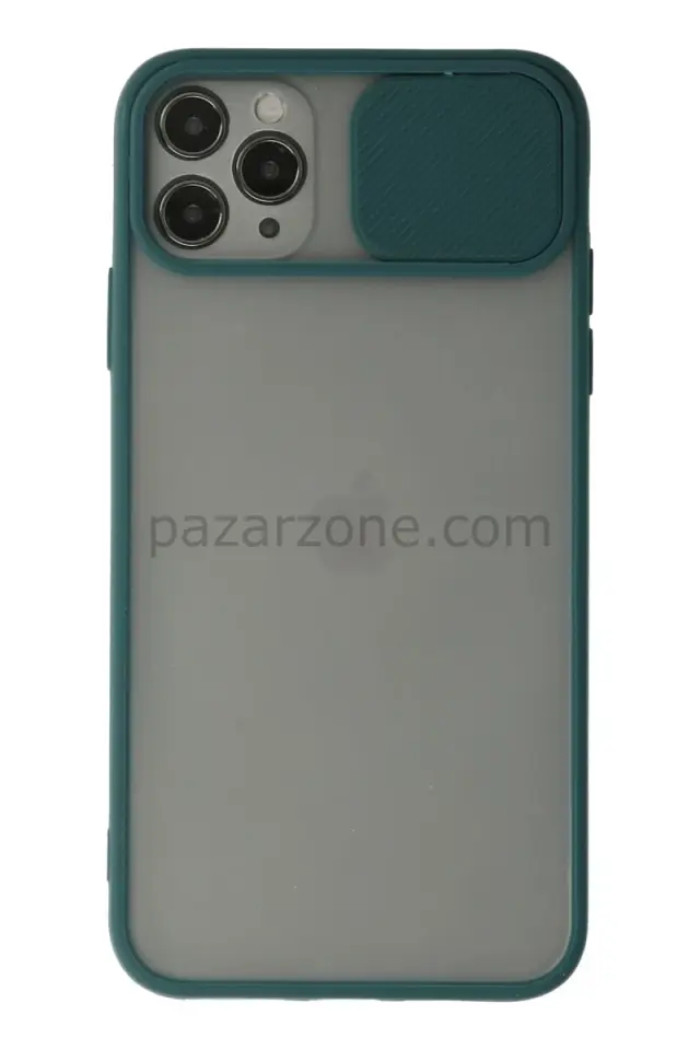 Newface Apple iPhone 11 Pro Kılıf Palm Buzlu Kamera Sürgülü Silikon - Yeşil