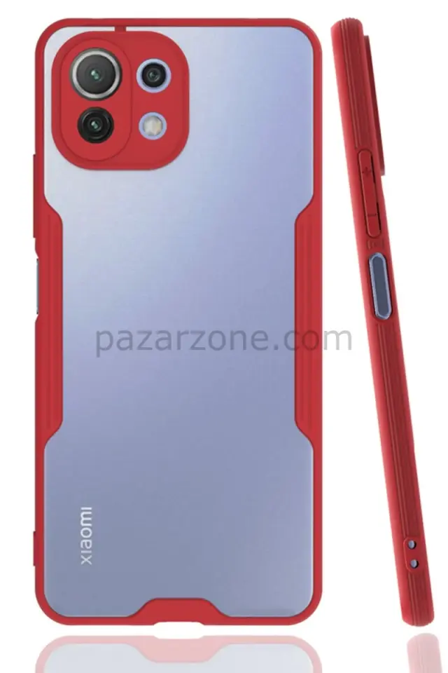 Newface Xiaomi Mİ 11 Lite Kılıf Platin Silikon - Kırmızı