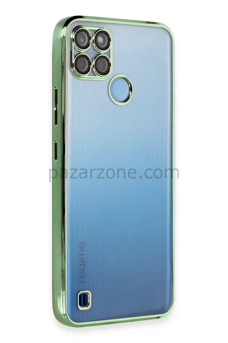 Newface Realme C25Y Kılıf Razer Lensli Silikon - Yeşil