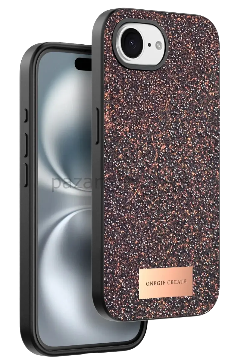 Onegif Apple iPhone 16E Bright Simli Kapak - Derin Mor
