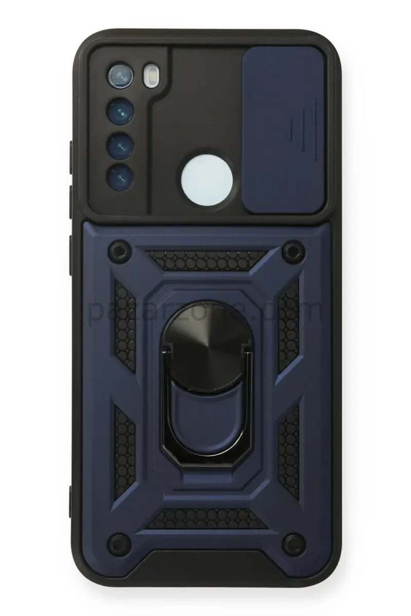 Newface Xiaomi Redmi Note 8 Kılıf Pars Lens Yüzüklü Silikon - Lacivert