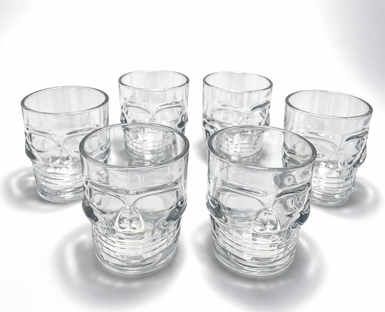 6'lı Kurukafa Şeffaf Cam Shot Bardağı Seti 6x5 cm