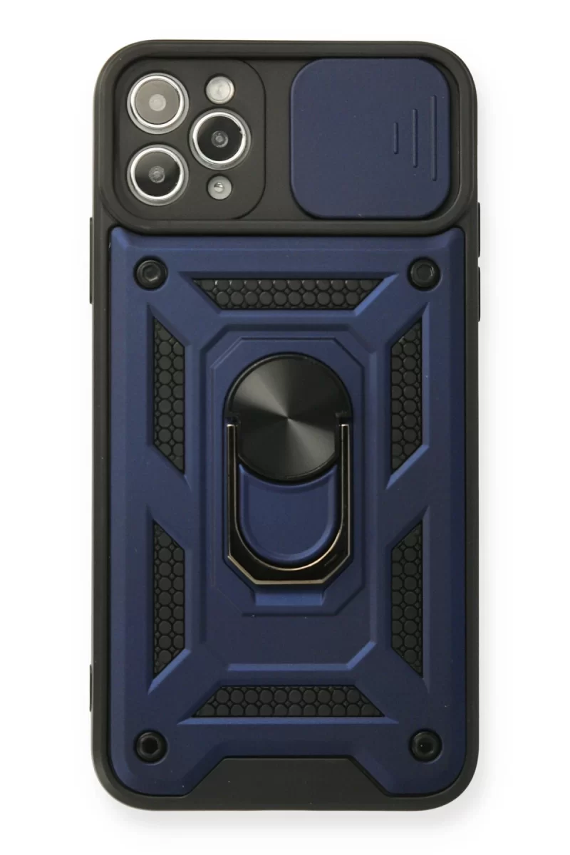 Newface Apple iPhone 11 Pro Kılıf Pars Lens Yüzüklü Silikon - Lacivert