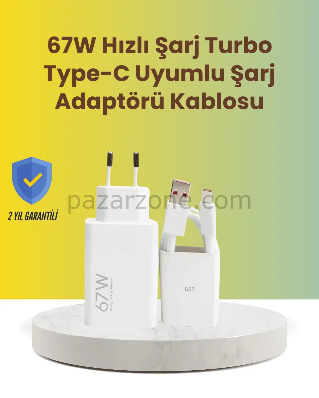 67W Hızlı Şarj Adaptörü ve Veri Aktarım Özellikli Type-C Kablo Seti