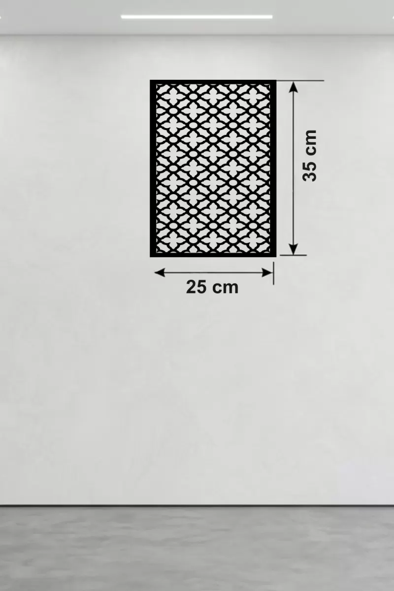 Geometrik Kafes Desenli Ahşap Duvar Tablosu - 25x35 cm Lazer Kesim Dekoratif Pano