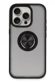 Newface Apple iPhone 16 Pro Max Kılıf Montreal Yüzüklü Silikon Kapak - Siyah
