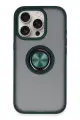 Newface Apple iPhone 16 Pro Max Kılıf Montreal Yüzüklü Silikon Kapak - Yeşil