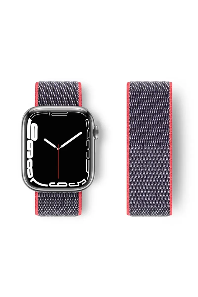 Newface Apple Watch 42mm Hasırlı Cırtcırtlı Kordon - Pembe