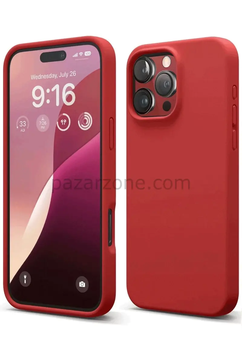 Newface Apple iPhone 16 Pro Max Kılıf Nano içi Kadife Silikon - Kırmızı