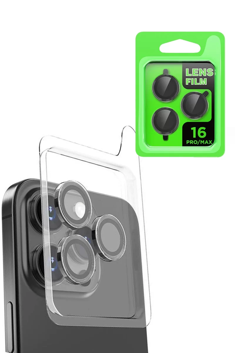 Newface Apple iPhone 16 Pro Max Raze Metal Kamera Lens - Siyah