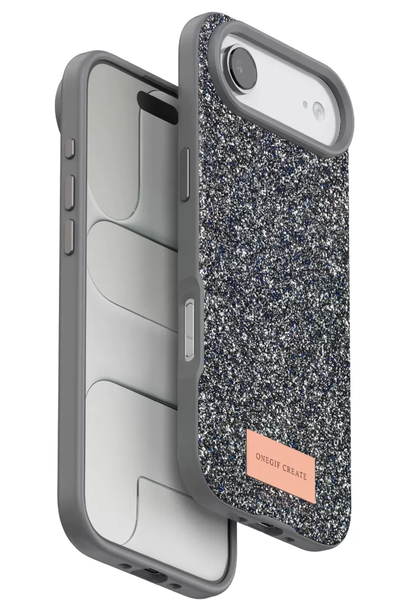 Onegif Apple iPhone 17 Air Bright Simli Kapak - Gümüş