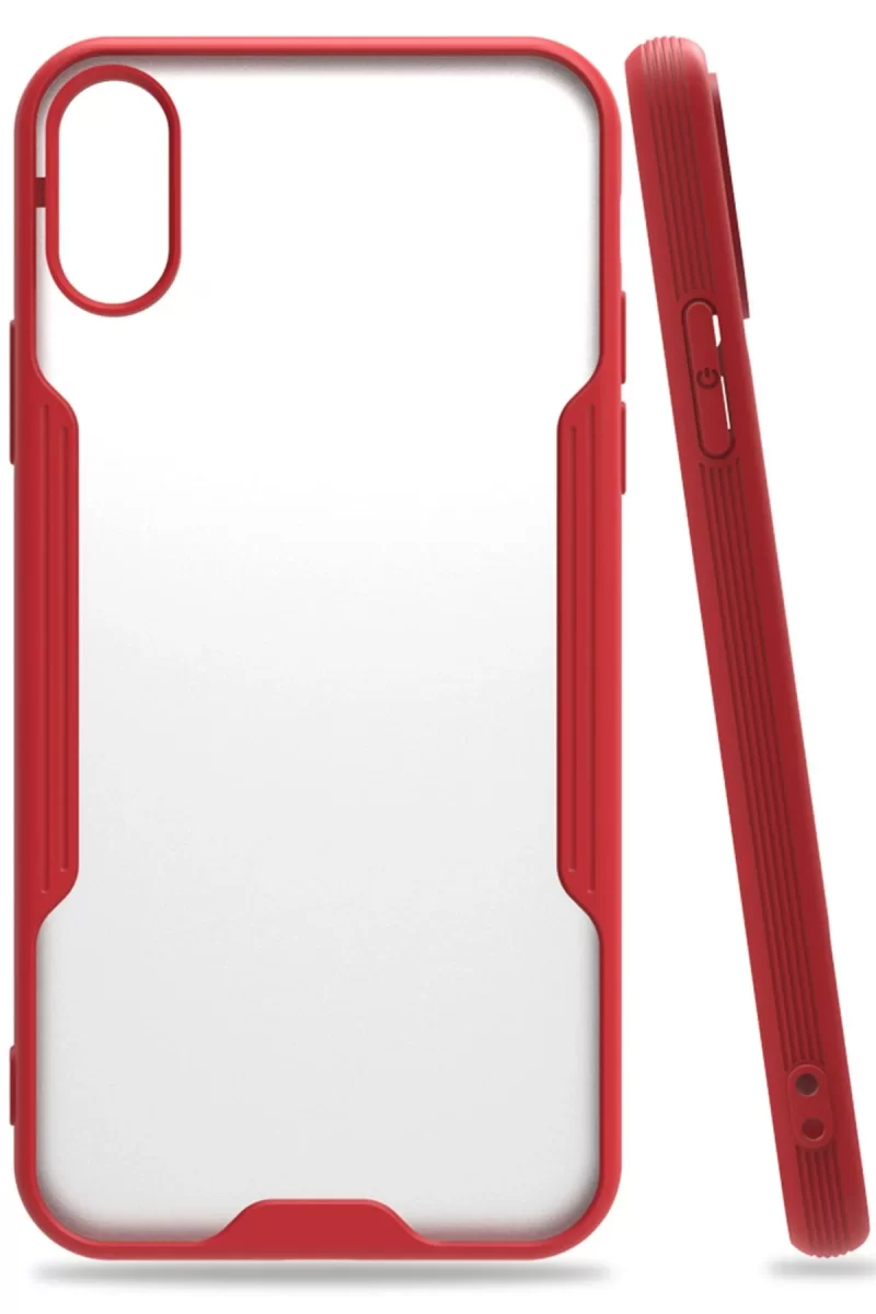 Newface Apple iPhone X Kılıf Platin Silikon - Kırmızı