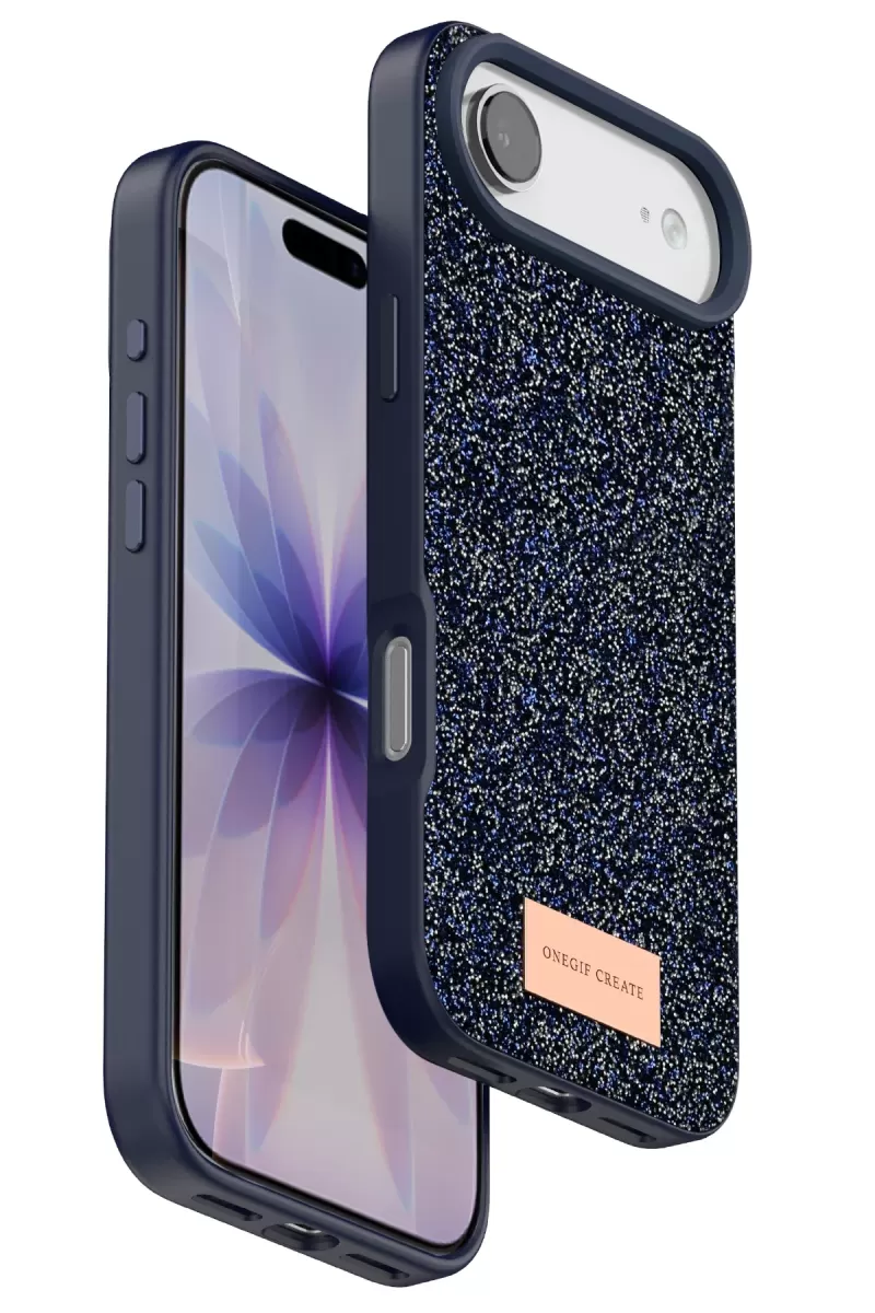 Onegif Apple iPhone 17 Air Bright Simli Kapak - Mavi