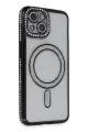 Newface Apple iPhone 13 Kılıf Joke Simli Magneticsafe Kılıf - Siyah