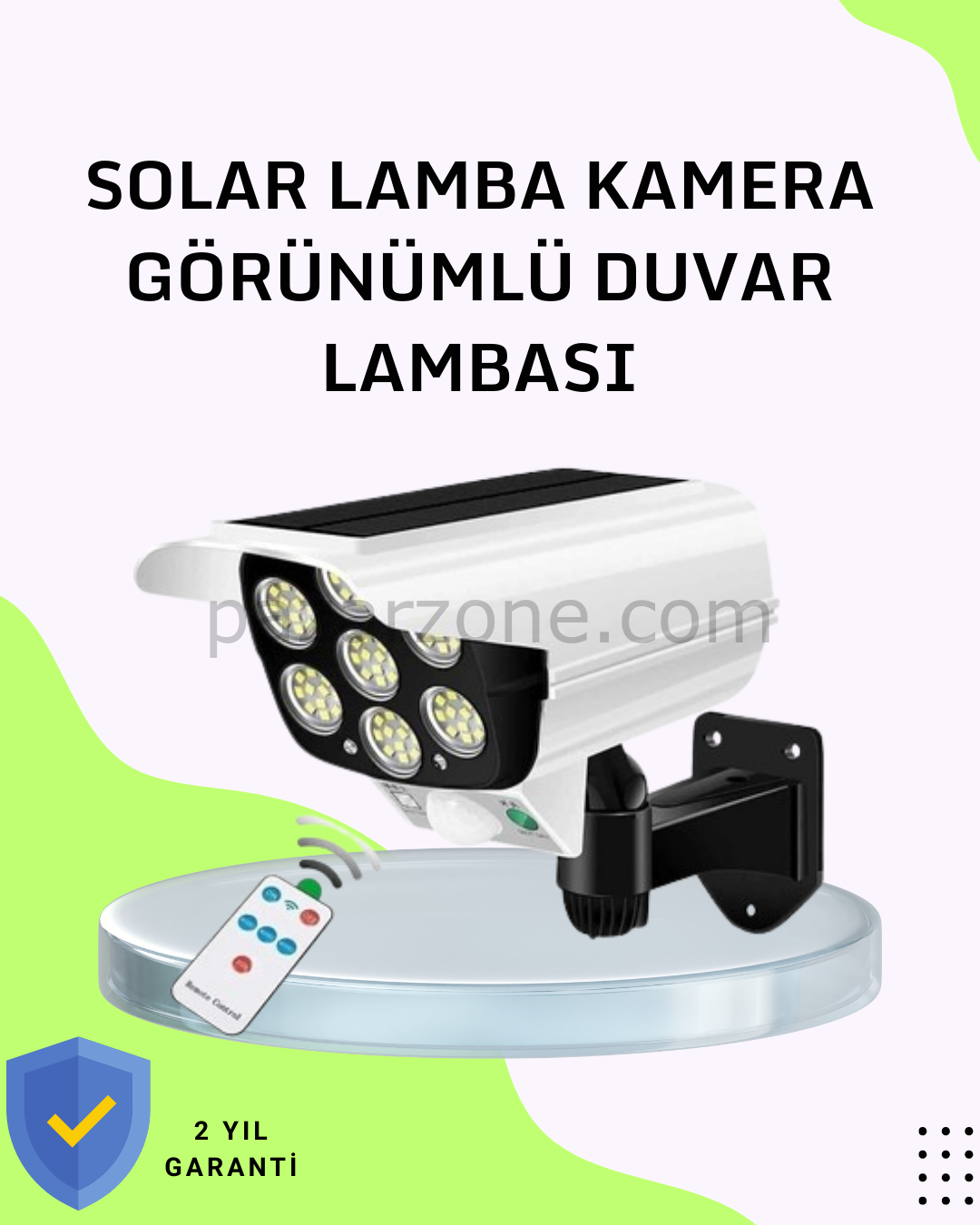 3 Modlu Güneş Paneli Aydınlatmalı Dış Mekan Güvenlik Işığı – IP65 Su Geçirmez, PIR Sensörlü