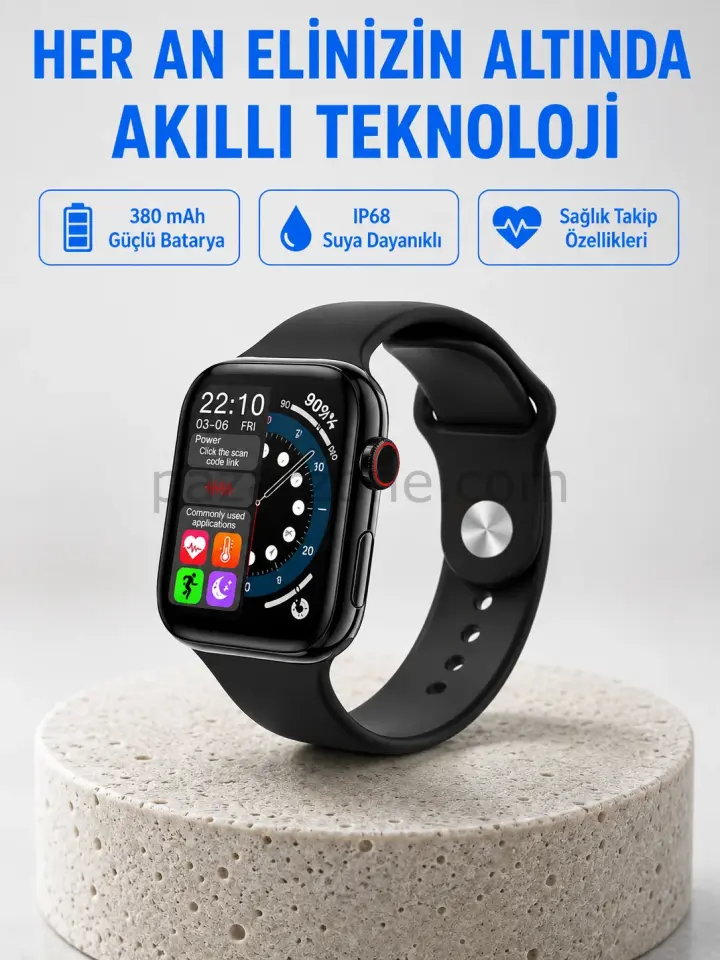 Yüksek Çözünürlüklü 1.9'' Akıllı Saat – 5-6 Gün Aktif Kullanım, Şık ve Modern Tasarım