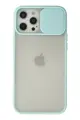 Newface Apple iPhone 12 Pro Max Kılıf Palm Buzlu Kamera Sürgülü Silikon - Turkuaz