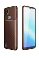 Newface Realme C21 Kılıf Auto Focus Karbon Kapak - Kahverengi