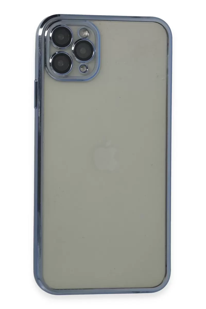 Newface Apple iPhone 11 Pro Max Kılıf Razer Lensli Silikon - Açık Mavi
