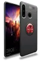 Newface Huawei Y6P Kılıf Range Yüzüklü Silikon - Siyah-Kırmızı