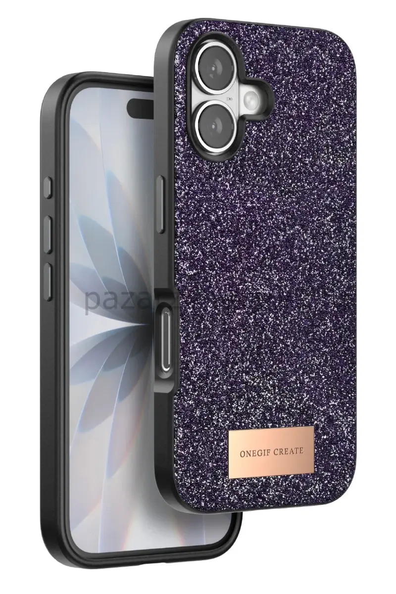 Onegif Apple iPhone 17 Bright Simli Kapak - Derin Mor