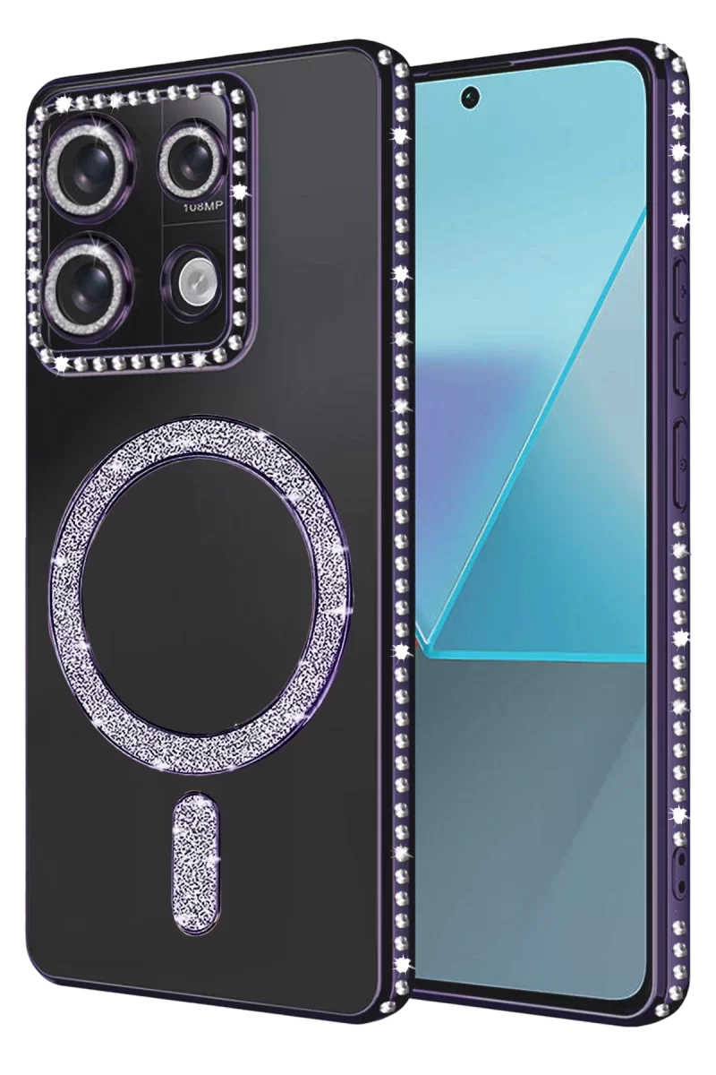 Newface Xiaomi Redmi Note 13 Pro 4G Joke Simli Magneticsafe Kılıf - Derin Mor