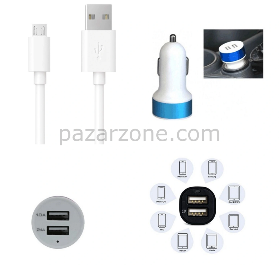 Çift Usb Girişli 3.1 Çıkışlı Seyahat Seti Android / Micro Usb