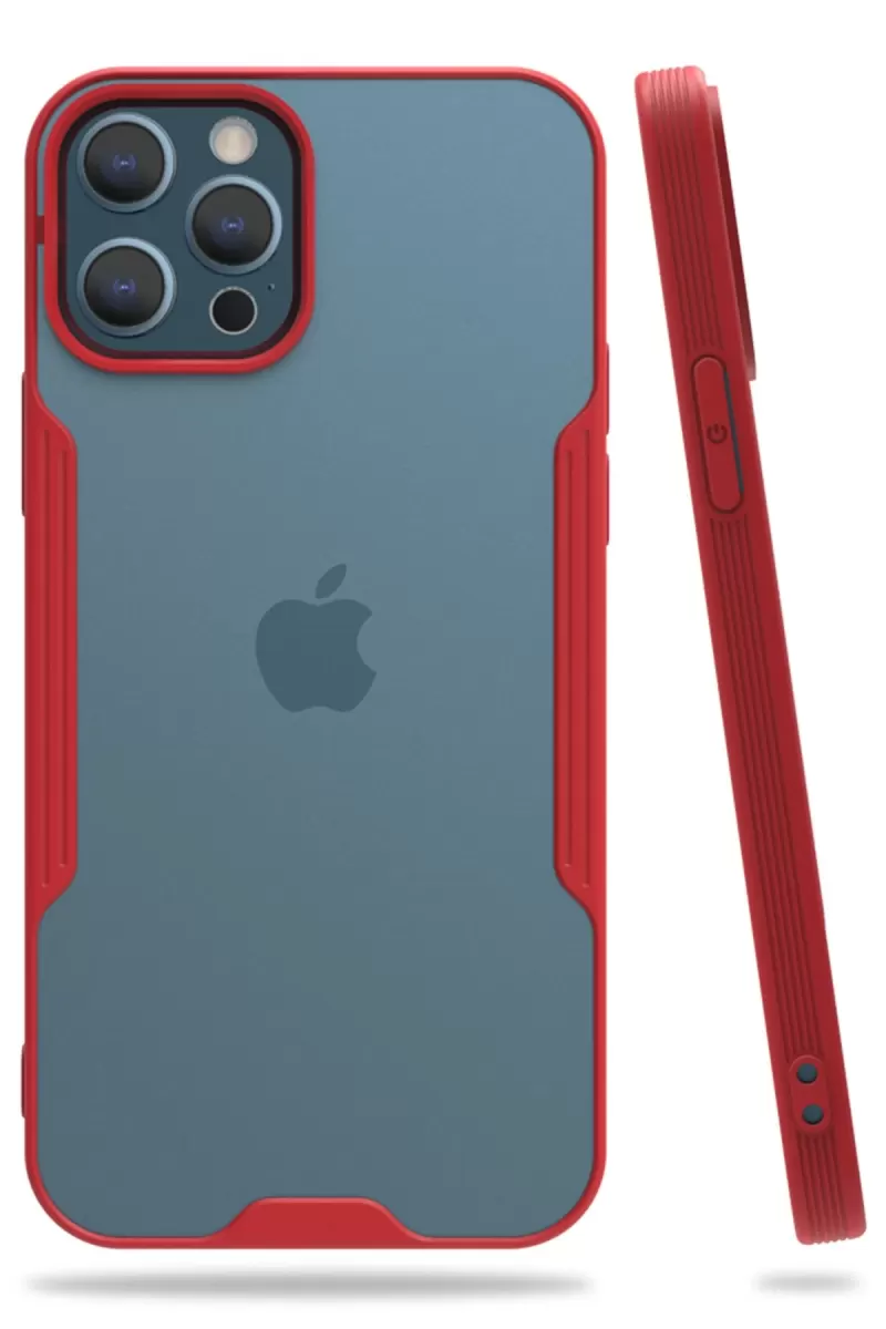 Newface Apple iPhone 12 Pro Max Kılıf Platin Silikon - Kırmızı