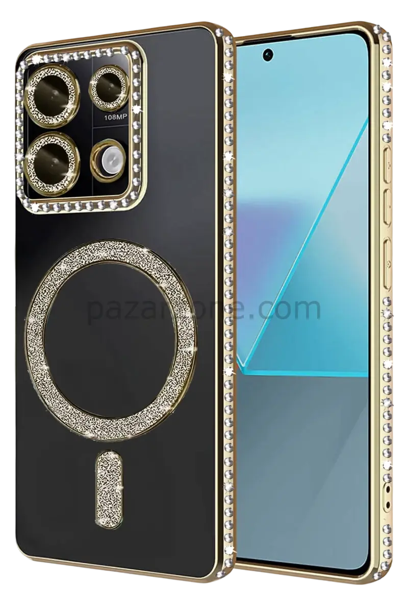 Newface Xiaomi Redmi Note 13 Pro 4G Joke Simli Magneticsafe Kılıf - Gold