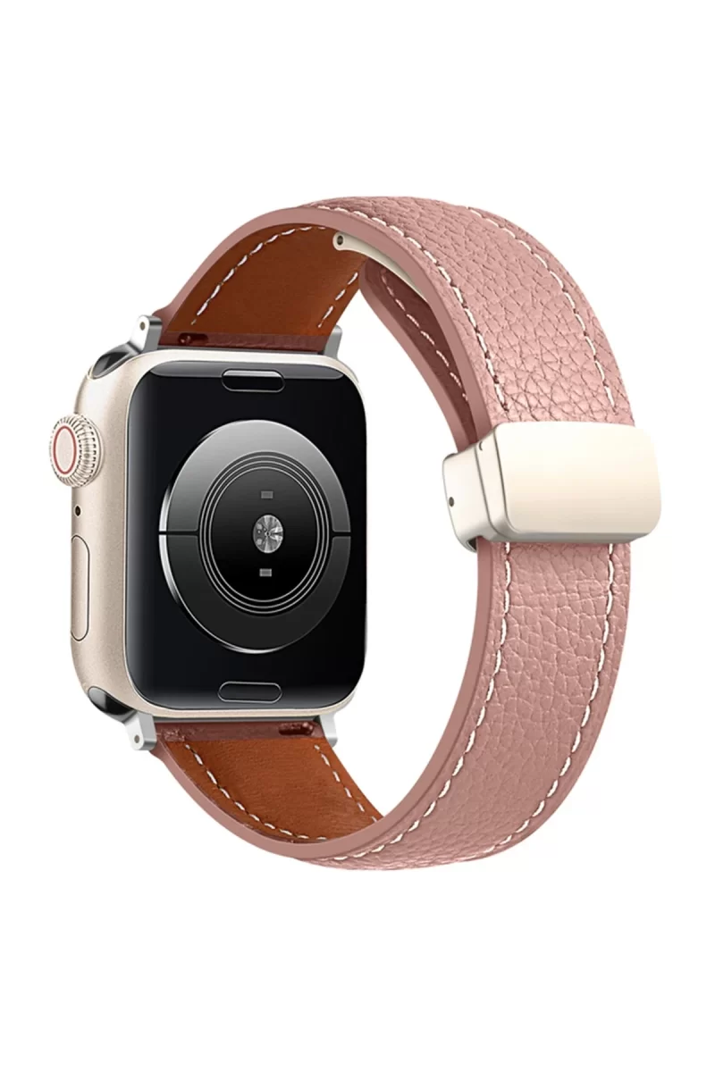 Newface Apple Watch 38mm KR414 Daks Deri Kordon - Pembe