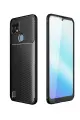Newface Realme C21 Kılıf Auto Focus Karbon Kapak - Siyah