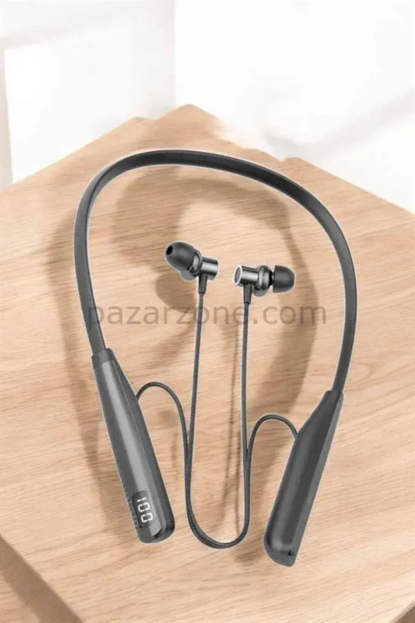 Boyun Askılı Bluetooth Kulaklık Uzun Şarj Süreli Dijital Göstergeli Kablolu
