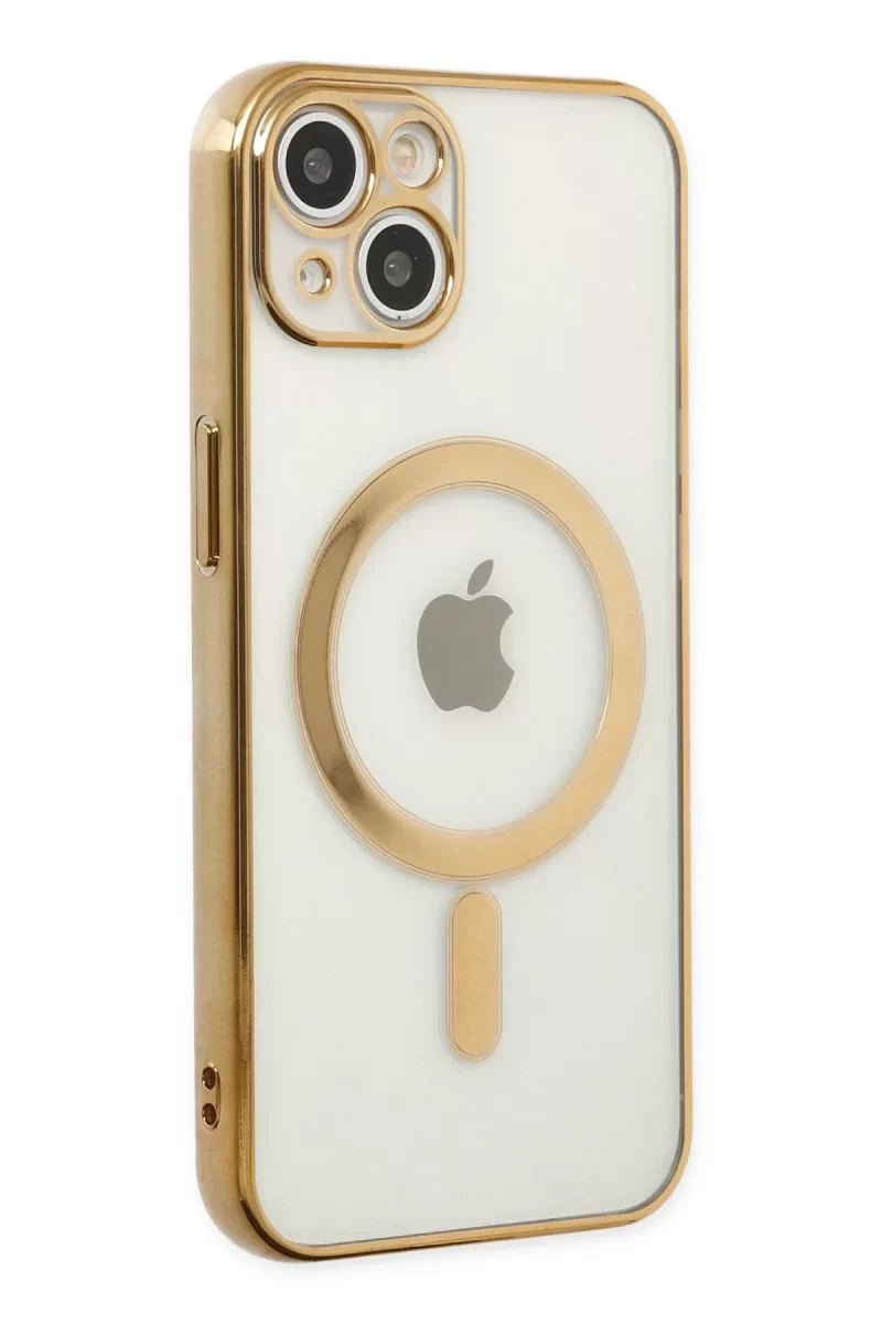 Newface Apple iPhone 14 Plus Kılıf Magneticsafe Lazer Silikon - Gold
