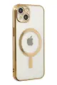 Newface Apple iPhone 14 Plus Kılıf Magneticsafe Lazer Silikon - Gold
