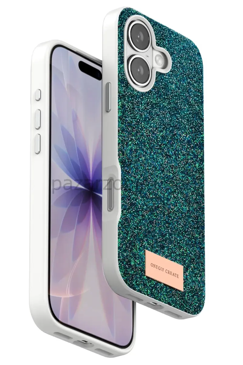 Onegif Apple iPhone 17 Bright Simli Kapak - Koyu Yeşil