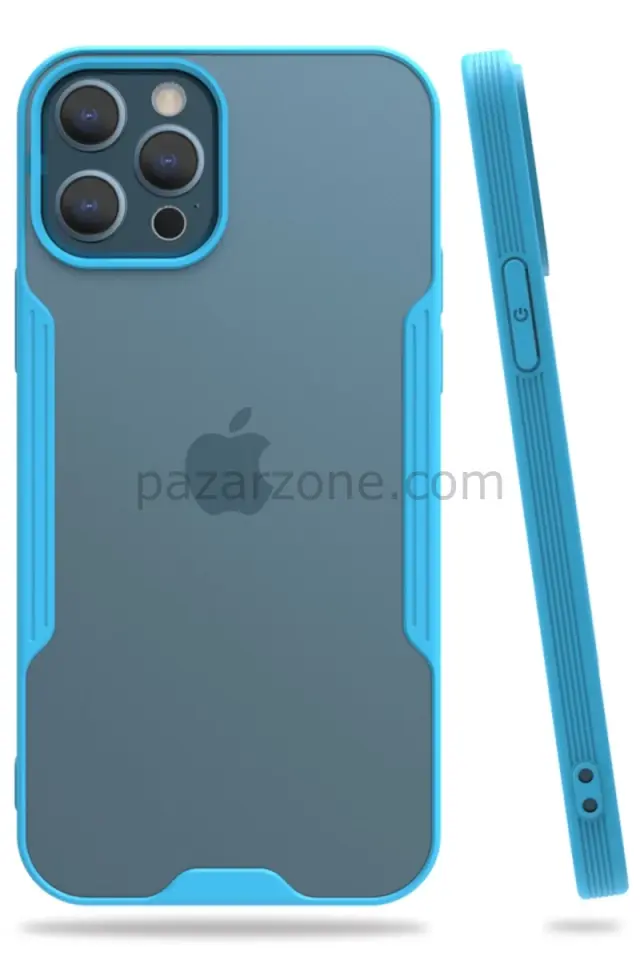 Newface Apple iPhone 12 Pro Max Kılıf Platin Silikon - Mavi