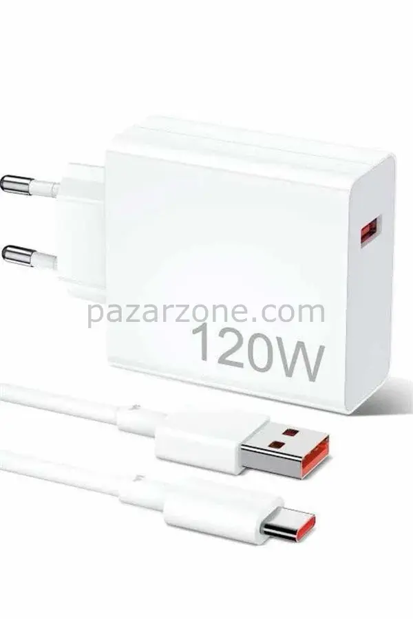 120W Şarj Aleti Hızlı Çift Turbo Şarj Aleti Seti Beyaz