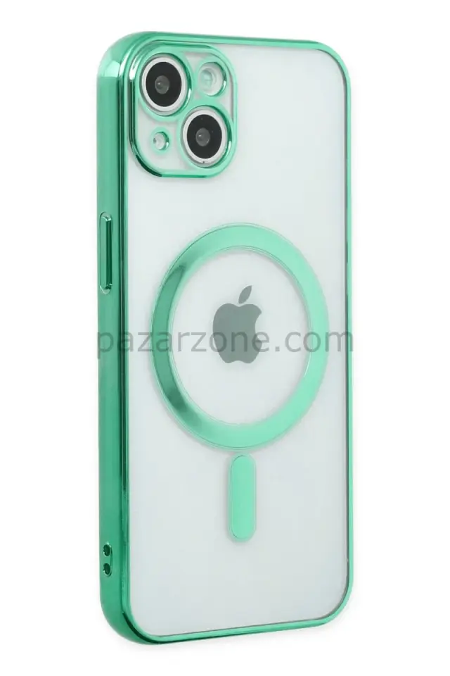 Newface Apple iPhone 14 Plus Kılıf Magneticsafe Lazer Silikon - Haki Yeşil