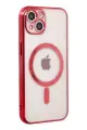Newface Apple iPhone 14 Plus Kılıf Magneticsafe Lazer Silikon - Kırmızı
