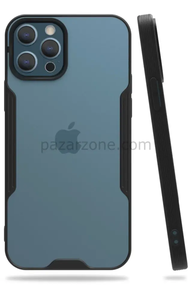 Newface Apple iPhone 12 Pro Max Kılıf Platin Silikon - Siyah