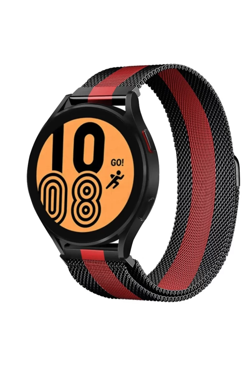 Newface Watch 20mm Metal Mıknatıslı Kordon - Siyah-Kırmızı