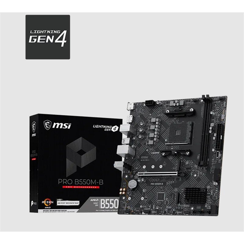 MSI PRO B550M-B DDR4 4600MHZ 1XHDMI 2XM.2 MATX AM4 (AMD AM4 5000/5000G/4000G/3000/3000G SERİLERİ İLE UYUMLU)