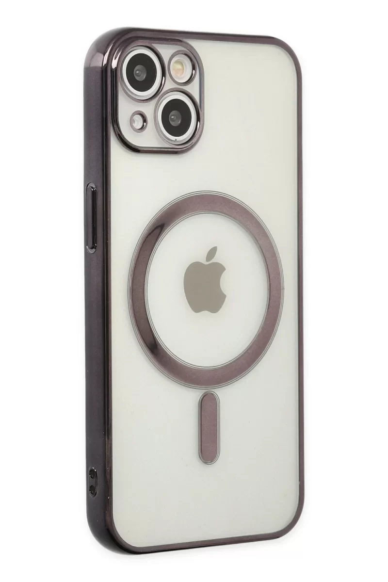 Newface Apple iPhone 14 Plus Kılıf Magneticsafe Lazer Silikon - Siyah