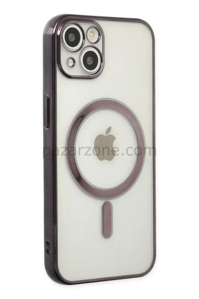 Newface Apple iPhone 14 Plus Kılıf Magneticsafe Lazer Silikon - Siyah